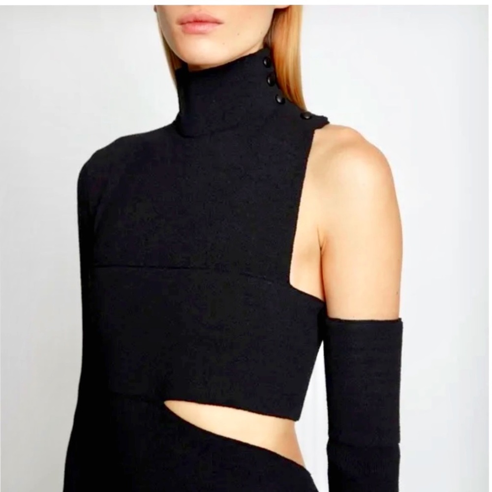 Proenza Schouler Black Bandage Knit Cut-Out Sheet Dress